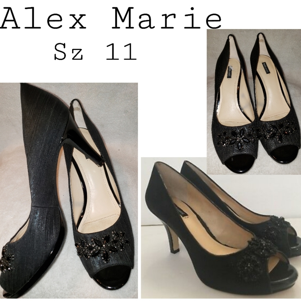 LAST CALL: Alex Marie blk "Lauryn" embellished heels.  Sz 11